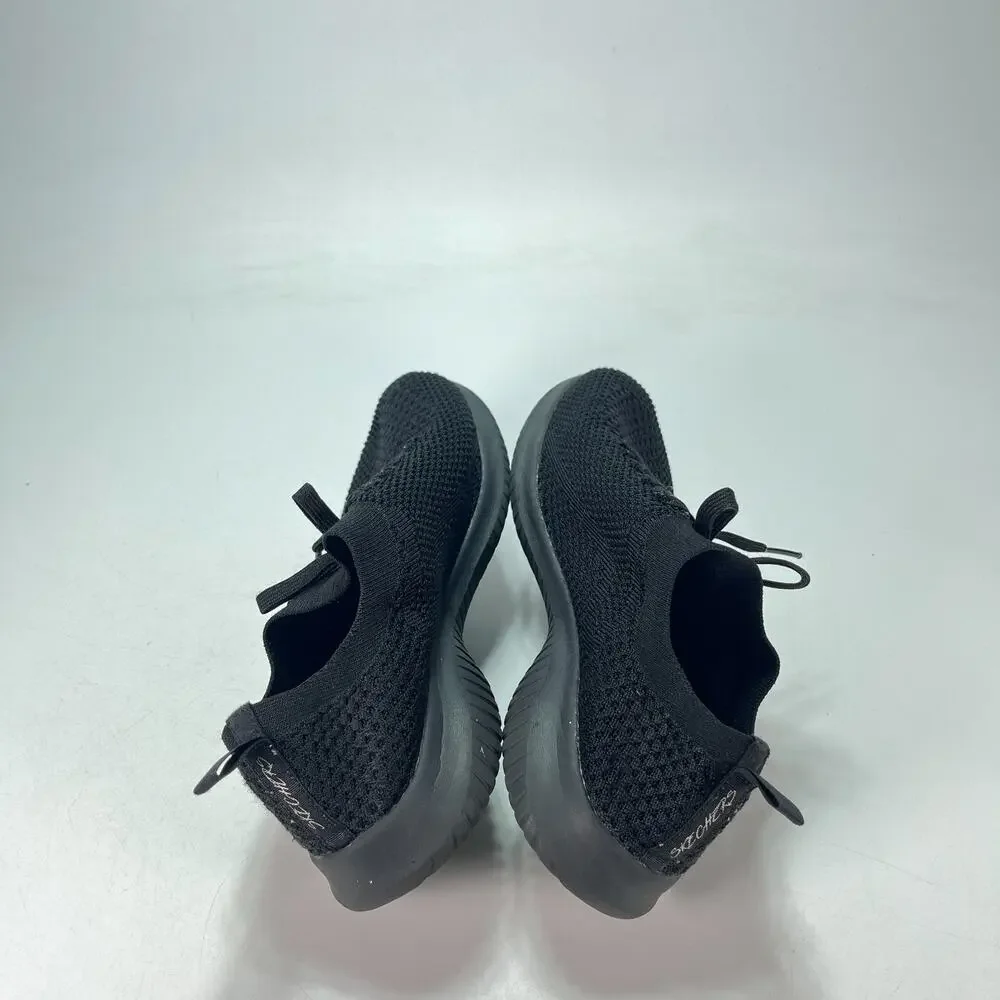 Skechers Ultra Flex Statements Black Athletic Sneakers Knit Shoes Youth Size 6